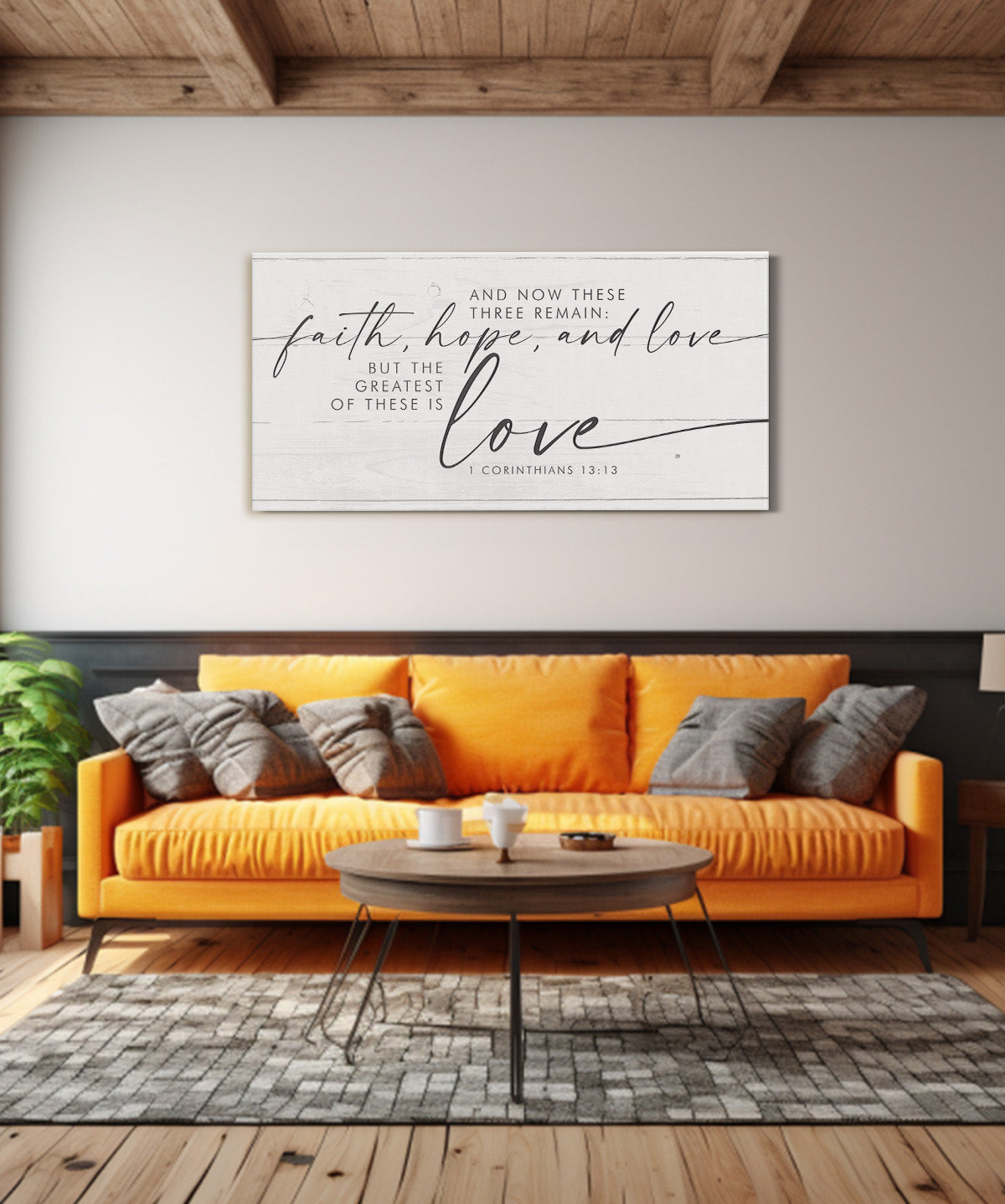 Bedroom Wall Decor Above Bed - And Now These Three Remain Room Decor - 1 Corinthians Sign - Bible Verses Wall Decor - Bridal Shower Wedding Gift For Couple