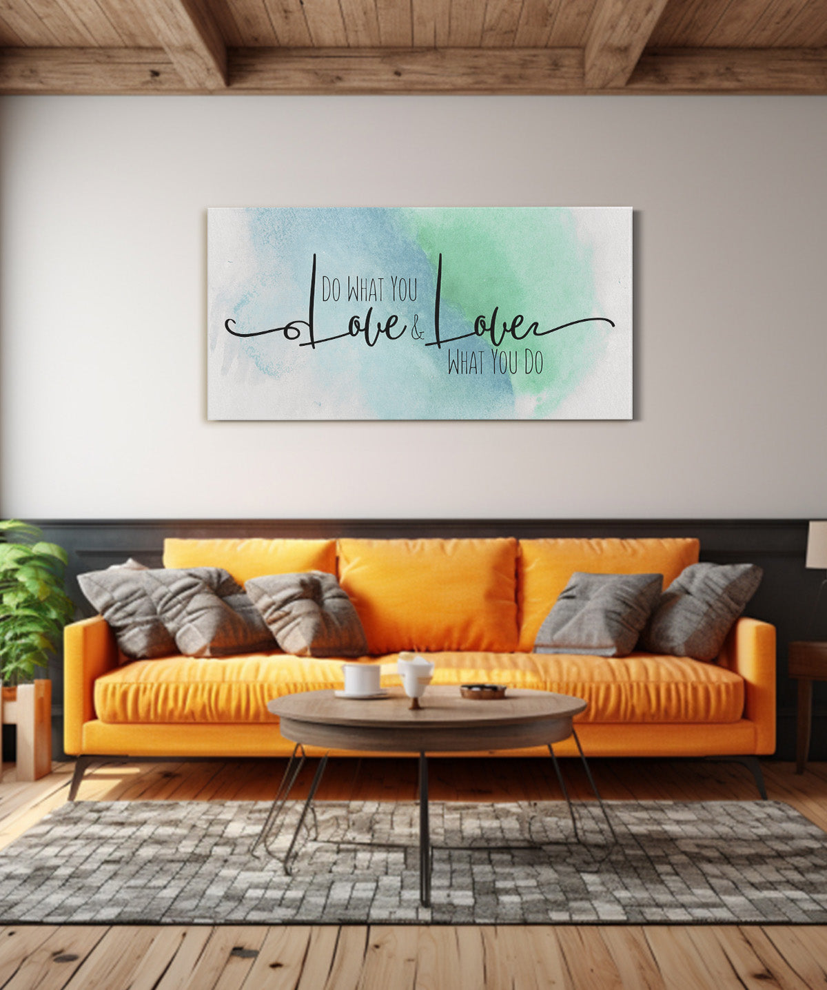 Do What You Love and Love What You Do - Wall Decor Art Canvas with Water Colored Background