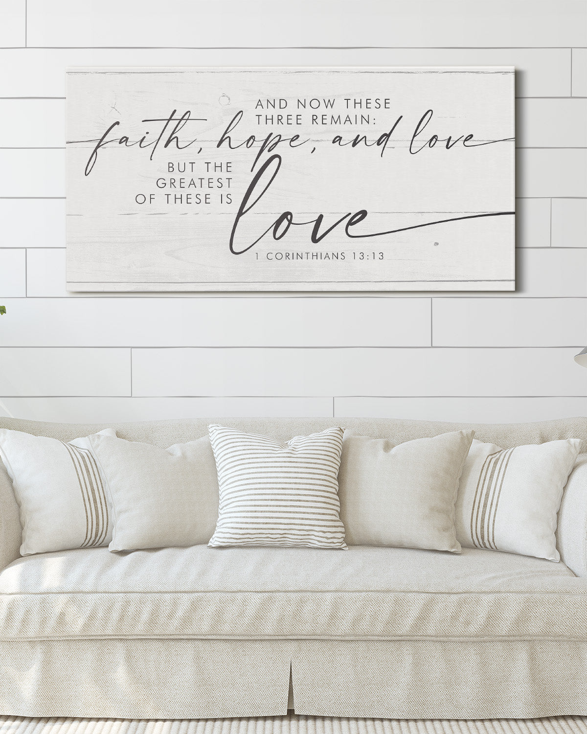 Bedroom Wall Decor Above Bed - And Now These Three Remain Room Decor - 1 Corinthians Sign - Bible Verses Wall Decor - Bridal Shower Wedding Gift For Couple