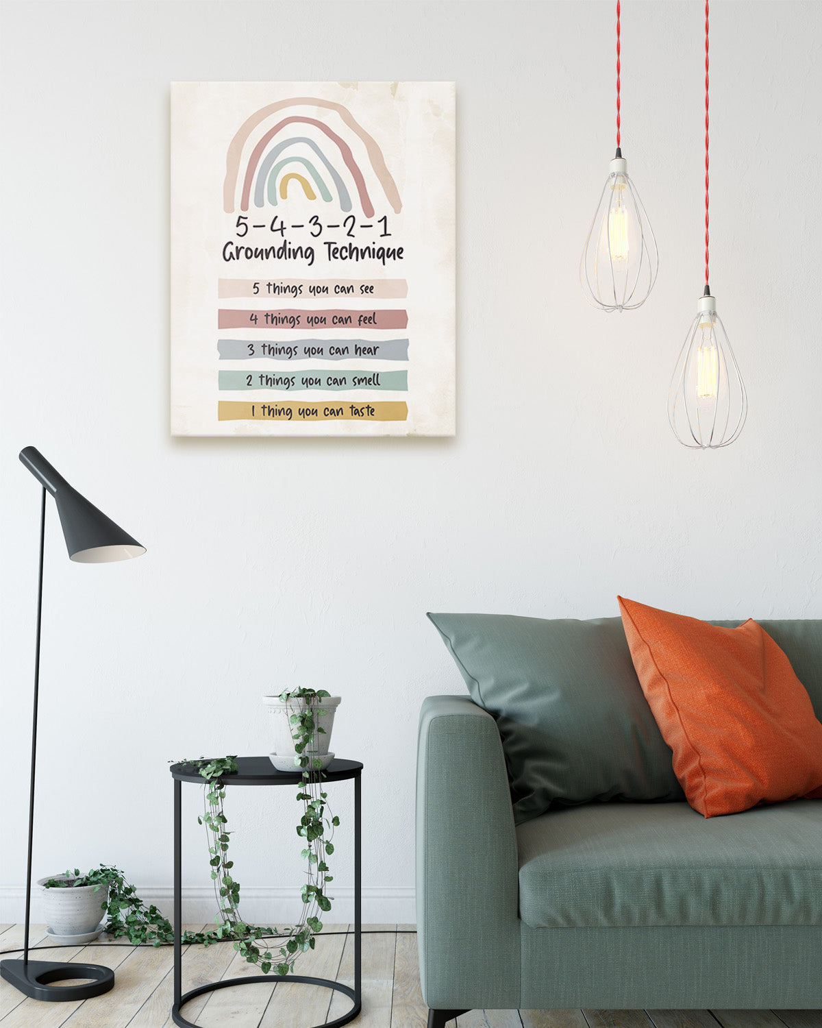 School Psychologist, Counseling Office Decor - 5-4 -3-2 -1 Grounding Technique Mental Health Wall Decor - Teacher Supplies for Classroom - Room Decor Aesthetic
