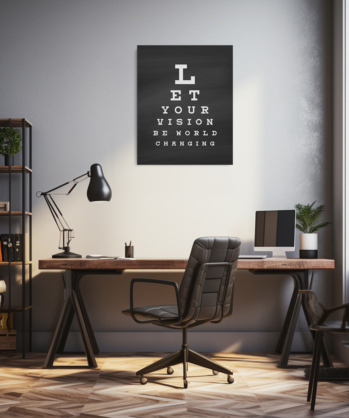 Let Your Vision Be World Changing - Motivational Quote Wall Art Print - Wall Decor for Office, Cubicle and Bedroom - Inspirational Wall Art