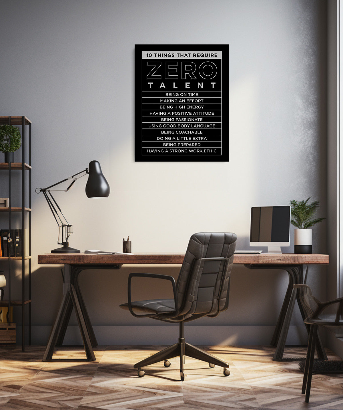 10 Things That Require Zero Talent Room Decor - Inspirational Wall Art - Motivational Wall Decor for Office Kitchen Bedroom Bathroom - Gift for Women Men Mentor Teens