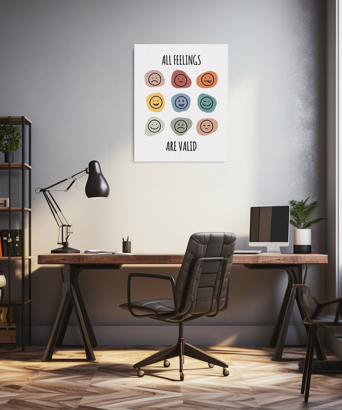 All Feelings Are Valid - Wall Decor for Therapy Office - Mindfulness Wall Decor - Counseling Office - Mental Health Wall Art - School Psychologist, Therapist Wall Art
