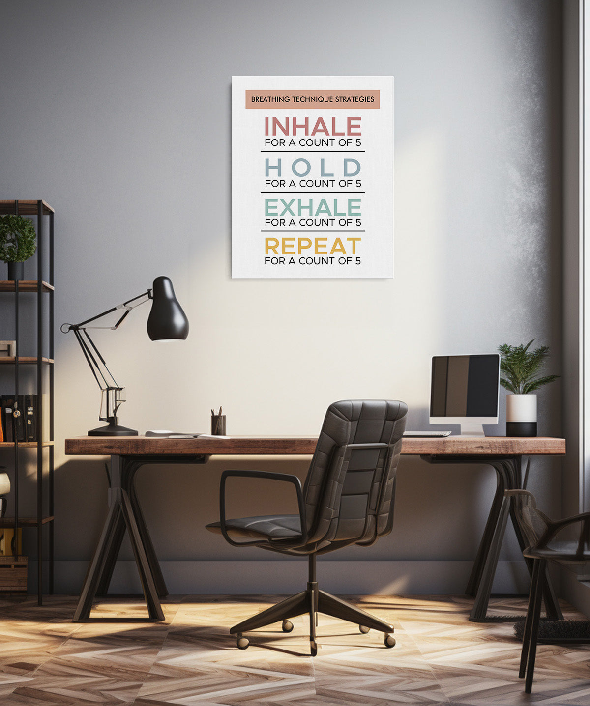 Breathing Technique Strategies - Wall Decor for Therapy Office - Mindfulness Wall Decor - Counseling Office - Mental Health Wall Art - School Psychologist, Therapist