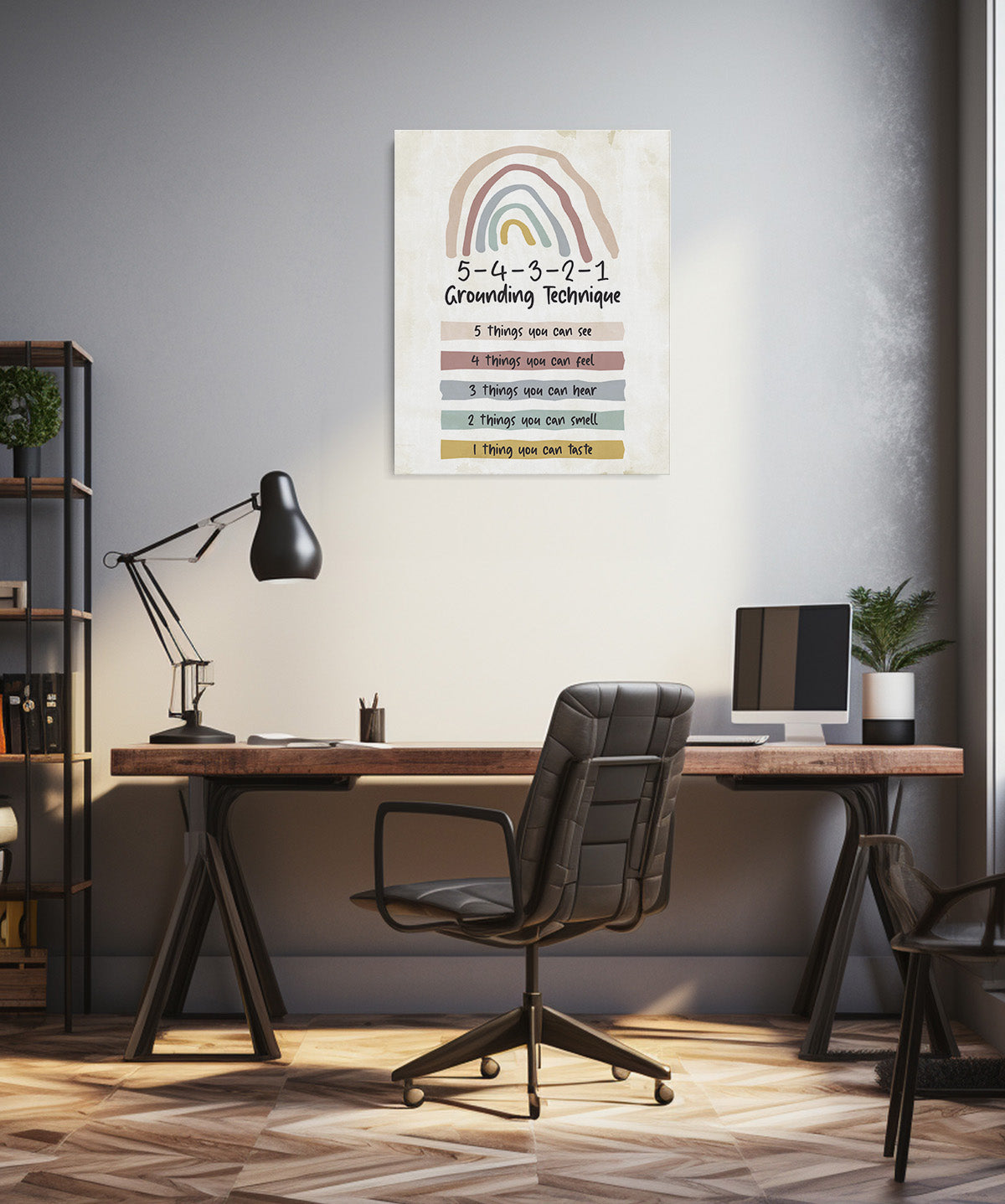 School Psychologist, Counseling Office Decor - 5-4 -3-2 -1 Grounding Technique Mental Health Wall Decor - Teacher Supplies for Classroom - Room Decor Aesthetic