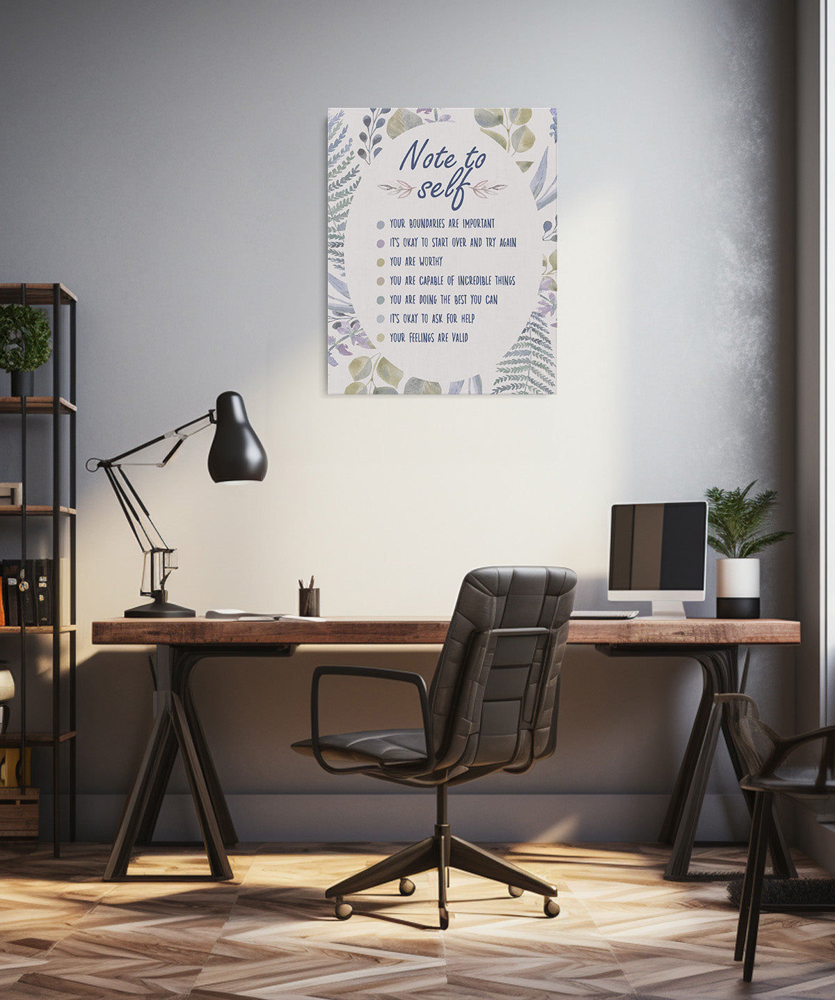 Note To Self Your Boundaries Are Important You are Worthy Affirmation Wall Decor