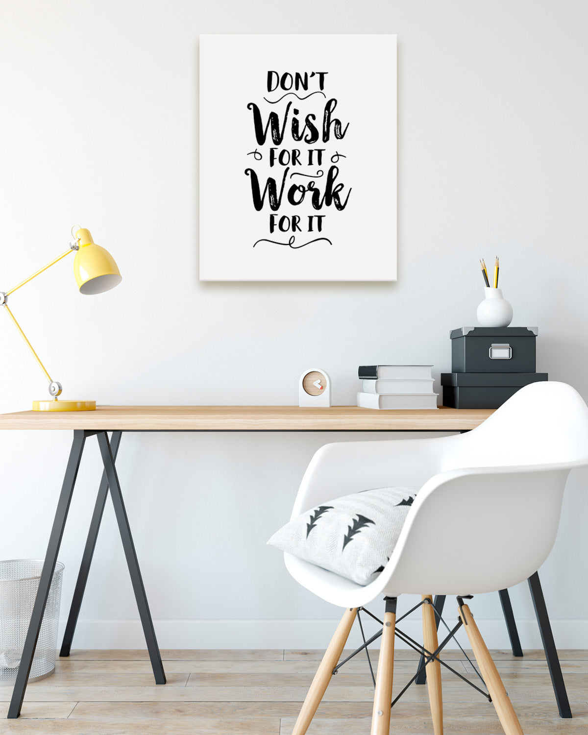 Don't Wish For It Work For It Inspirational Wall Art - Motivational Wall Decor for Office