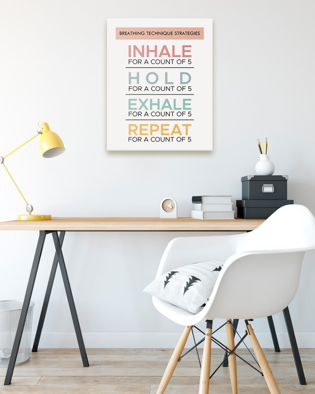 Breathing Technique Strategies - Wall Decor for Therapy Office - Mindfulness Wall Decor - Counseling Office - Mental Health Wall Art - School Psychologist, Therapist