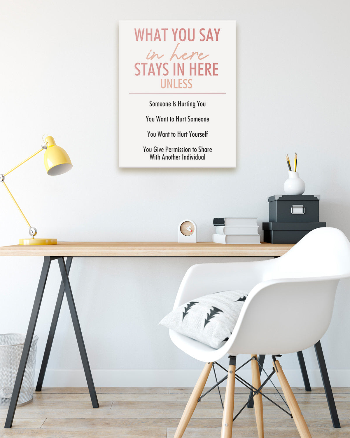 What You Say In Here Stays In Here - Wall Decor for Therapy Office - Mindfulness Wall Decor - Counseling Office - Mental Health Wall Art - School Psychologist, Therapist