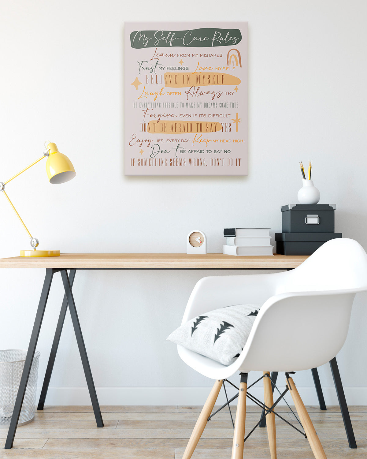 My Self Care Rules Inspirational Wall Art - Positive Affirmations Wall Decor