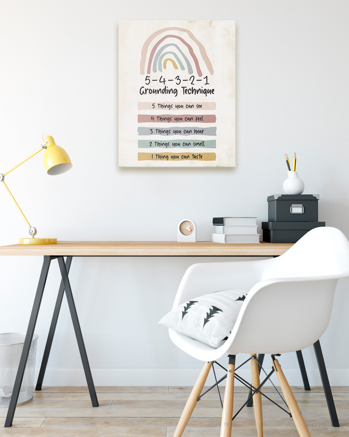 School Psychologist, Counseling Office Decor - 5-4 -3-2 -1 Grounding Technique Mental Health Wall Decor - Teacher Supplies for Classroom - Room Decor Aesthetic