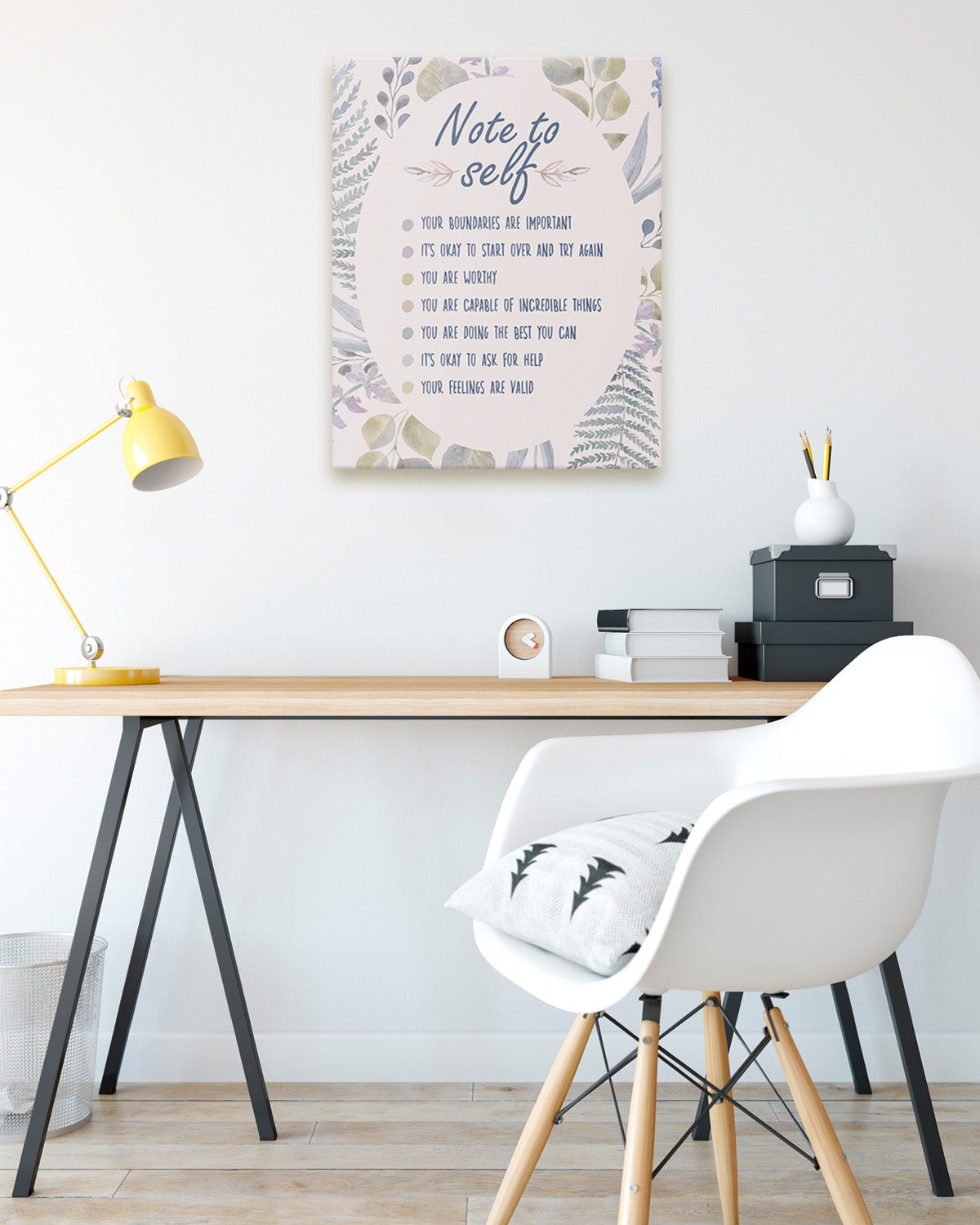 Note To Self Your Boundaries Are Important You are Worthy Affirmation Wall Decor