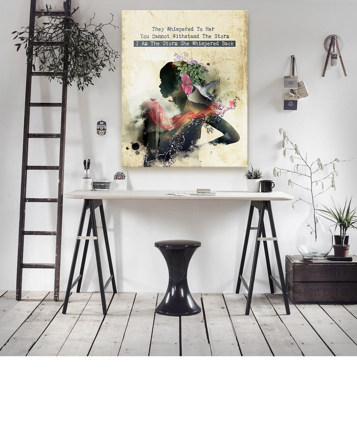I Am The Storm Wall Art - Inspirational Gifts for Women Teens - Hummingbird Room Decor - Uplifting Encouragement Quotes Home Decor - Positive Affirmations wall decor