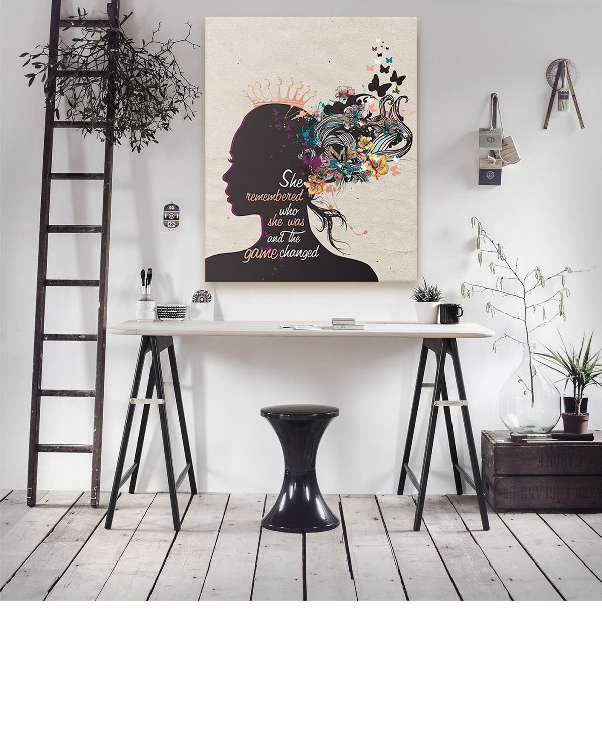 She Remembered Who She Was and The Game Changed Inspirational Wall Art - Positive Affirmations Wall Decor for Women Girls Teens Daughter - Uplifting Aesthetic Home Decor