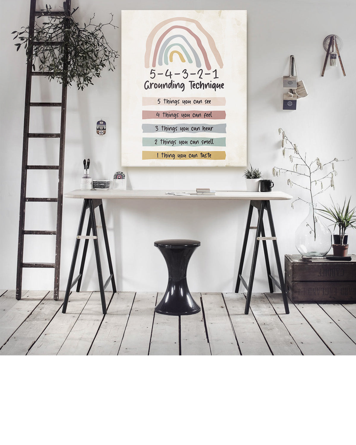 School Psychologist, Counseling Office Decor - 5-4 -3-2 -1 Grounding Technique Mental Health Wall Decor - Teacher Supplies for Classroom - Room Decor Aesthetic