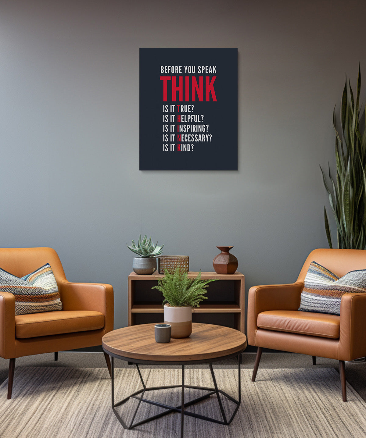 Before You Speak Think Room Decor - Inspirational Wall Art - Motivational Wall Decor for Office
