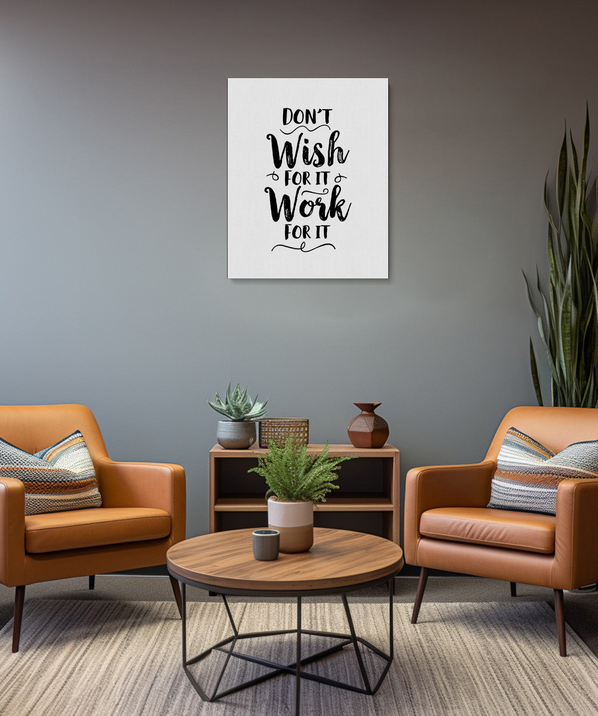 Don't Wish For It Work For It Inspirational Wall Art - Motivational Wall Decor for Office