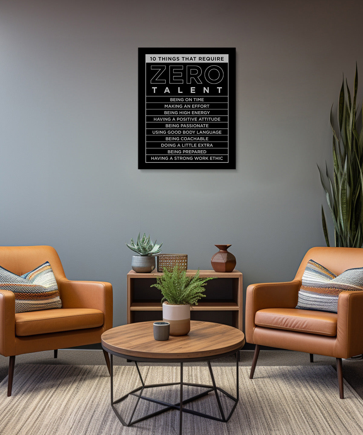 10 Things That Require Zero Talent Room Decor - Inspirational Wall Art - Motivational Wall Decor for Office Kitchen Bedroom Bathroom - Gift for Women Men Mentor Teens