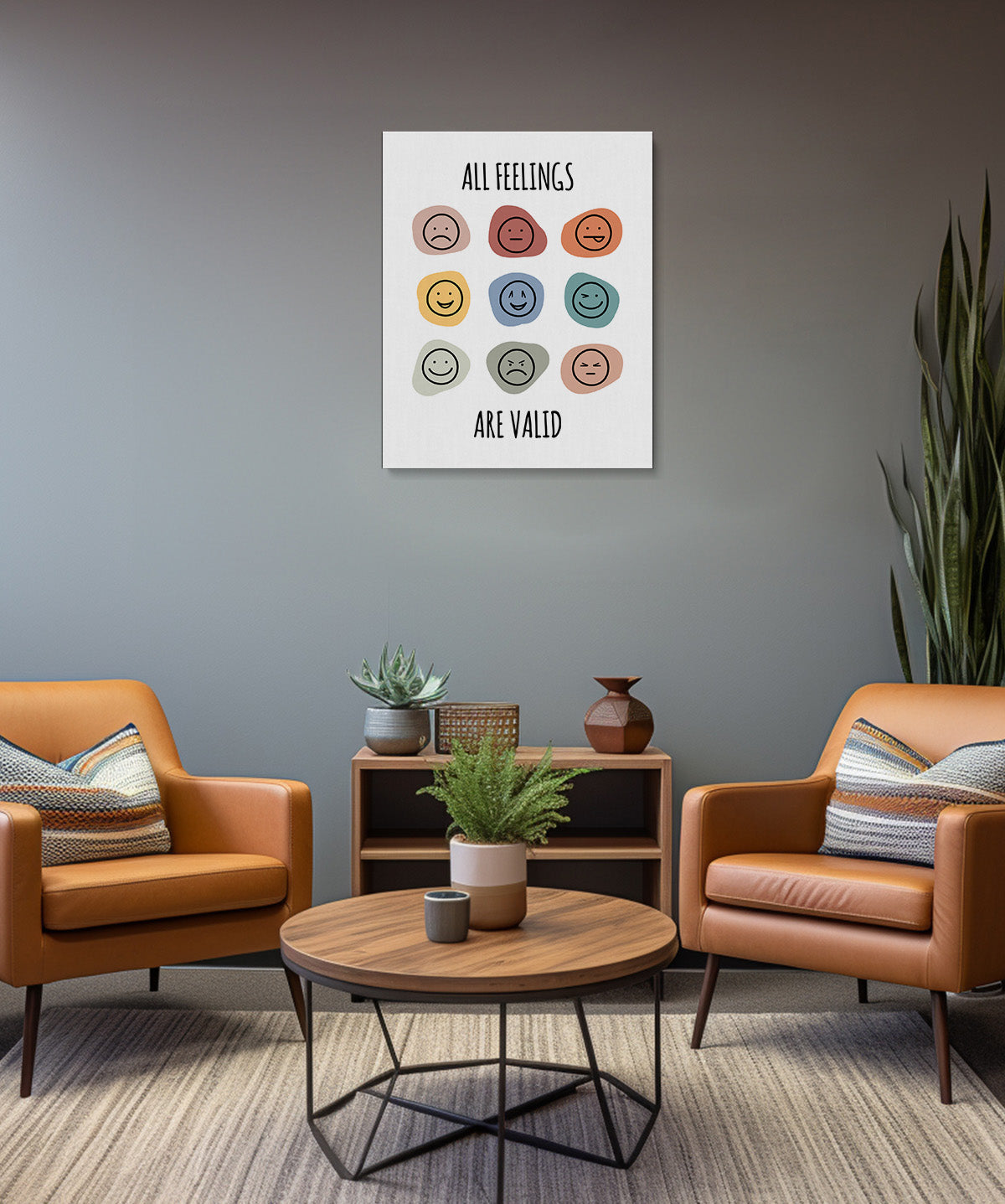 All Feelings Are Valid - Wall Decor for Therapy Office - Mindfulness Wall Decor - Counseling Office - Mental Health Wall Art - School Psychologist, Therapist Wall Art