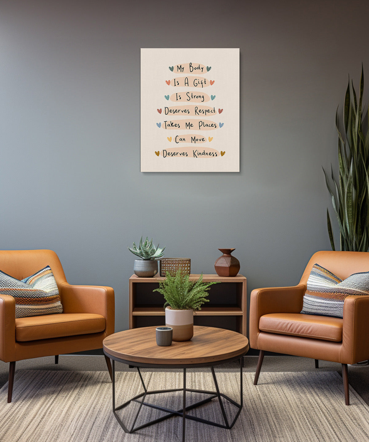 My Body Is A Gift Is Strong Deserves Respect Inspirational Wall Art - Positive Affirmations Wall Decor for Women Girls Teens Daughter