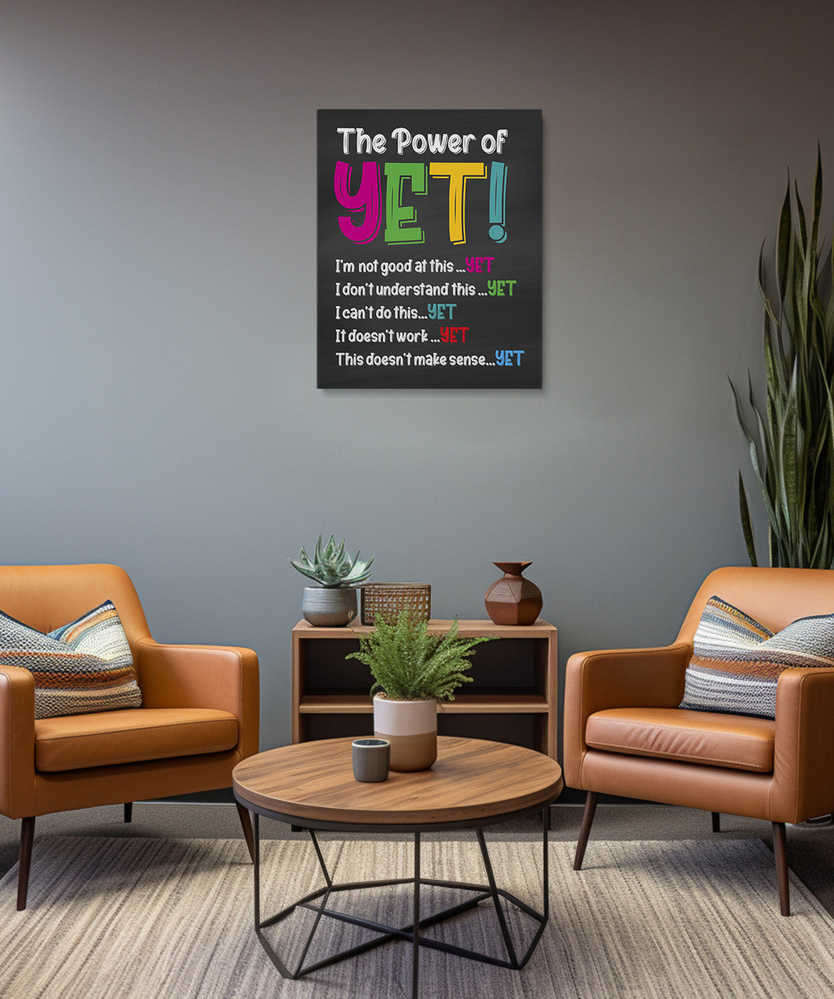 School Psychologist, Counseling Office Decor - The Power of Yet Mental Health Wall Decor for Kids - Teacher Supplies for Classroom - Room Decor Aesthetic - Bedroom Decor