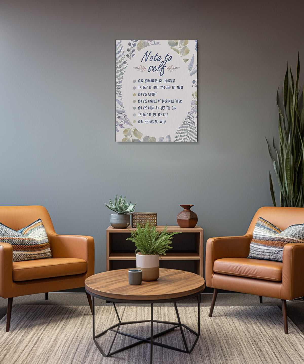 Note To Self Your Boundaries Are Important You are Worthy Affirmation Wall Decor