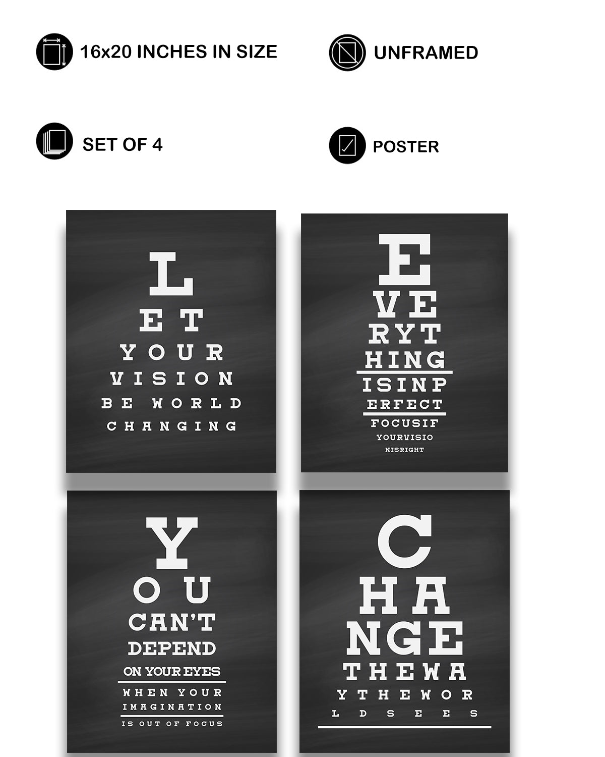 Eye Chart Focus - Motivational Quote Wall Art Print - Wall Decor for Office, Cubicle and Bedroom - Inspirational Wall Art